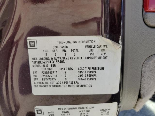 1G1BL52P0TR165403 - 1996 CHEVROLET CAPRICE / CLASSIC SS PURPLE photo 12