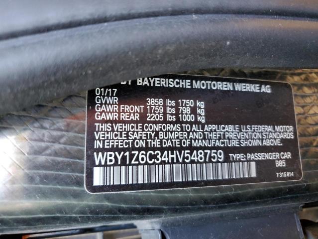 WBY1Z6C34HV548759 - 2017 BMW I3 BEV WHITE photo 13