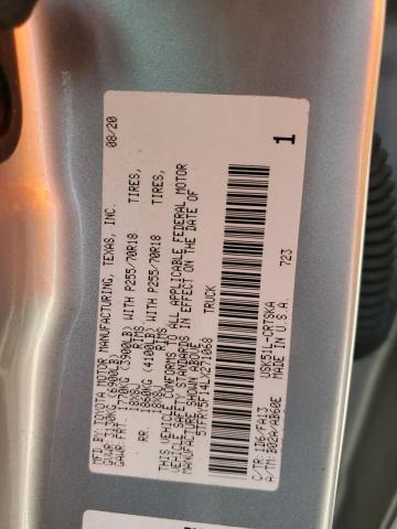 5TFRY5F14LX271068 - 2020 TOYOTA TUNDRA DOUBLE CAB SR/SR5 SILVER photo 12