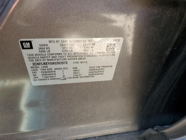 2CNFLNEY8A6363972 - 2010 CHEVROLET EQUINOX LT GRAY photo 12