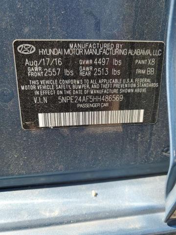 5NPE24AF5HH486569 - 2017 HYUNDAI SONATA SE BLUE photo 12