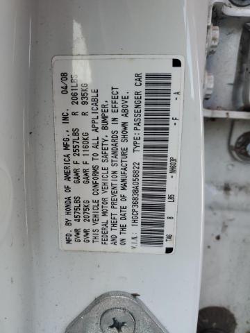 1HGCP36838A056822 - 2008 HONDA ACCORD EXL WHITE photo 12