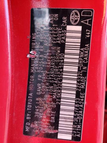 2T1KR32E15C410490 - 2005 TOYOTA COROLLA MA XR RED photo 12