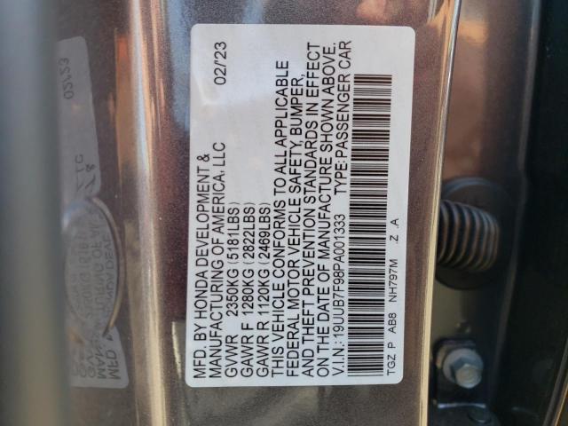 19UUB7F98PA001333 - 2023 ACURA TLX TYPE S PMC EDITION GRAY photo 12