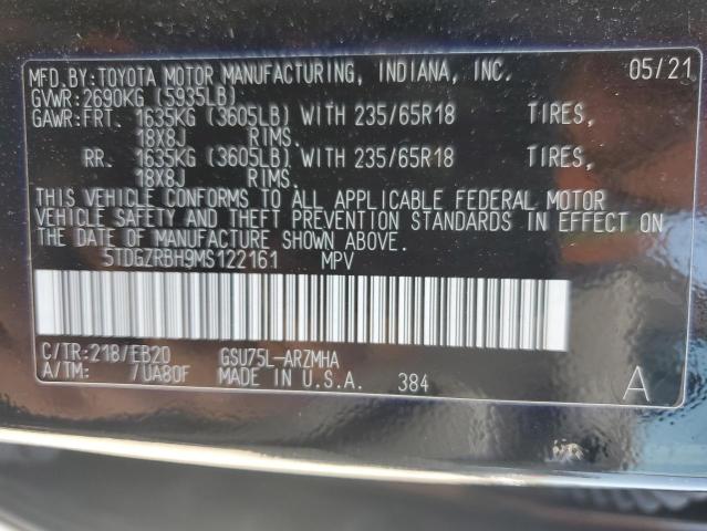 5TDGZRBH9MS122161 - 2021 TOYOTA HIGHLANDER XLE BLACK photo 13