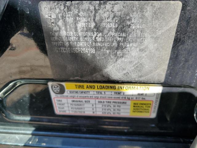 1G1ZC5E05CF204193 - 2012 CHEVROLET MALIBU 1LT BLACK photo 12