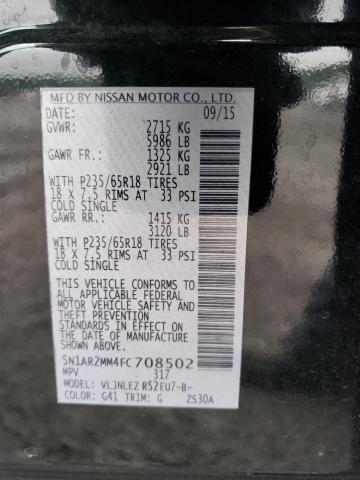 5N1AR2MM4FC708502 - 2015 NISSAN PATHFINDER S BLACK photo 13