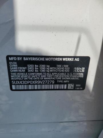 5UX43DP0XR9V27279 - 2024 BMW X3 SDRIVE30I WHITE photo 13