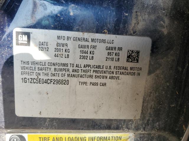 1G1ZC5E04CF296820 - 2012 CHEVROLET MALIBU 1LT BLUE photo 12