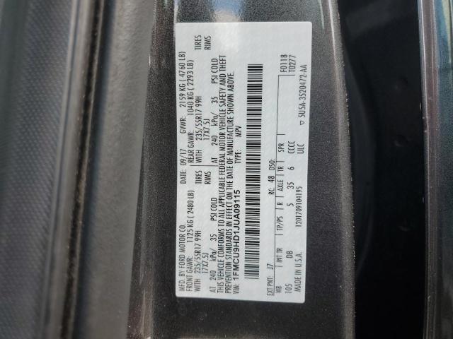 1FMCU9HD1JUA09115 - 2018 FORD ESCAPE SEL GRAY photo 13