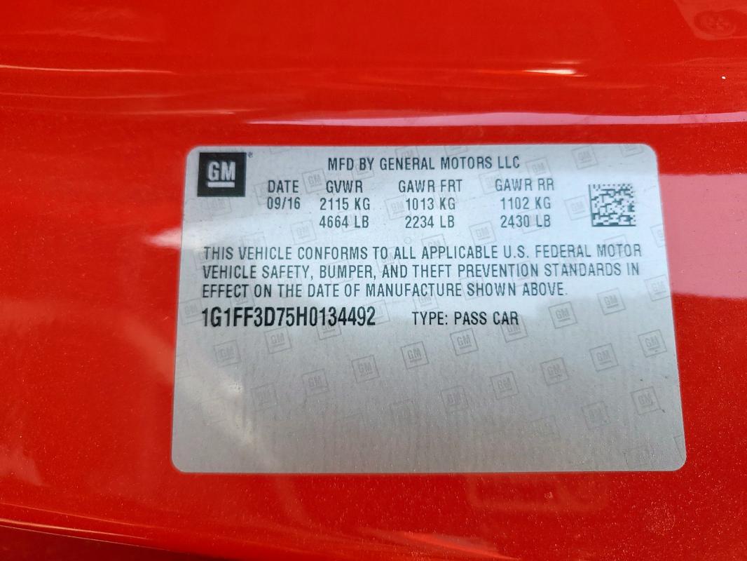 1G1FF3D75H0134492 - 2017 CHEVROLET CAMARO SS RED photo 12
