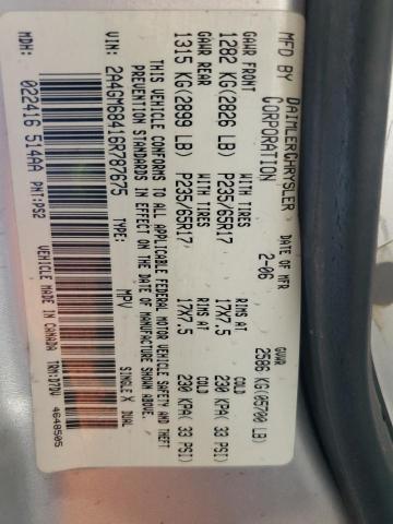 2A4GM68416R787675 - 2006 CHRYSLER PACIFICA TOURING SILVER photo 13