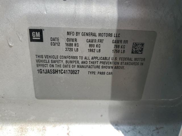 1G1JA5SH1C4170827 - 2012 CHEVROLET SONIC LS SILVER photo 13