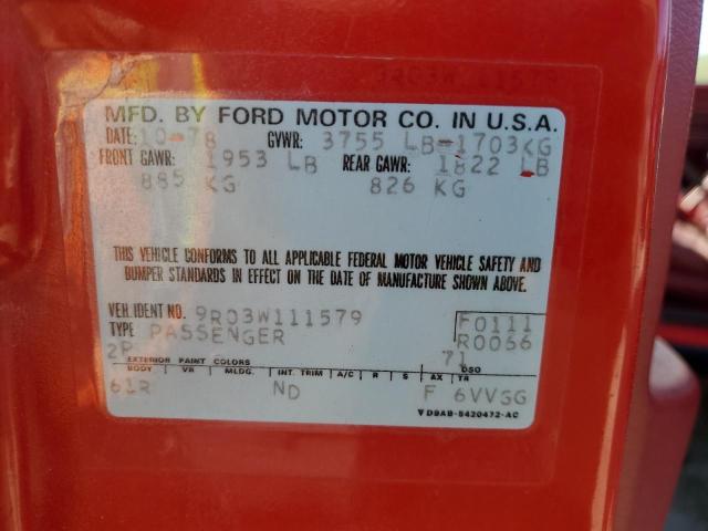 9R03W111579 - 1979 FORD MUST RED photo 12