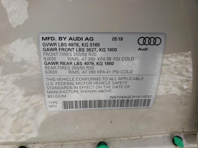 WA1VAAGE3KB015037 - 2019 AUDI E-TRON PRESTIGE BEIGE photo 13