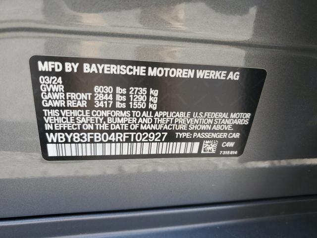 WBY83FB04RFT02927 - 2024 BMW I4 XDRIVE 40 SILVER photo 12