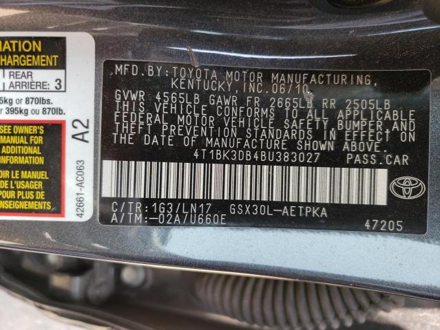 4T1BK3DB4BU383027 - 2011 TOYOTA AVALON BASE Boz foto 12