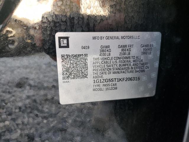 1G1ZG5ST1KF206315 - 2019 CHEVROLET MALIBU RS BLACK photo 12