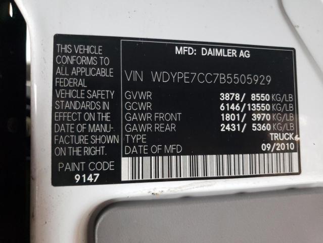 WDYPE7CC7B5505929 - 2011 FREIGHTLINER SPRINTER 2500 WHITE photo 10