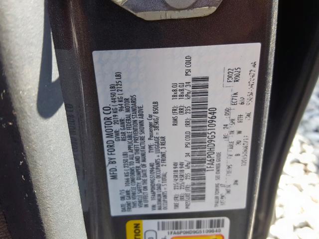 1FA6P0HD9G5109640 - 2016 FORD FUSION SE  photo 10