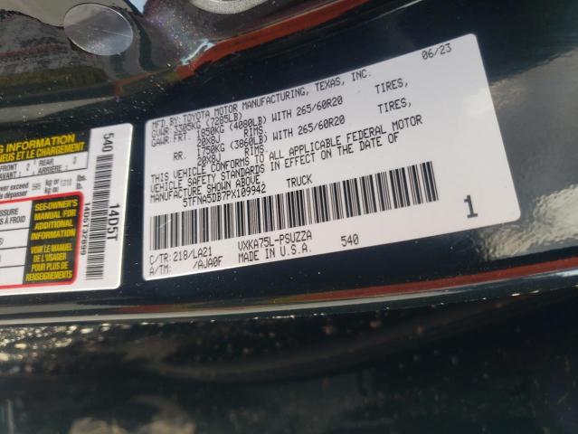 5TFNA5DB7PX109942 - 2023 TOYOTA TUNDRA CREWMAX PLATINUM შავი ფოტო 12