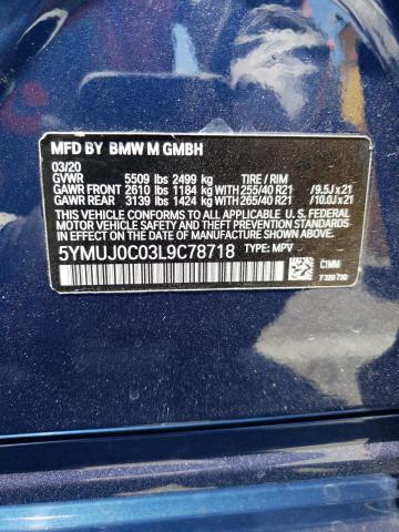 5YMUJ0C03L9C78718 - 2020 BMW X4 M COMPETITION BLUE photo 13