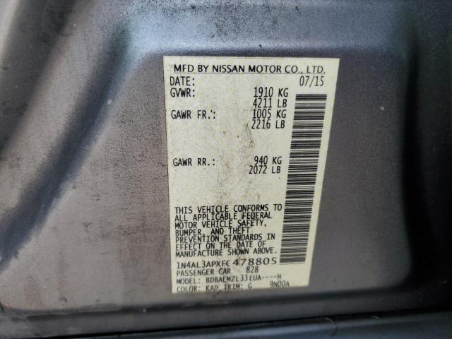 1N4AL3APXFC478805 - 2015 NISSAN ALTIMA 2.5 GRAY photo 13