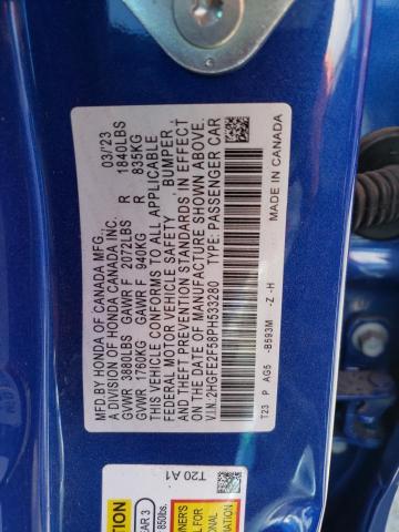 2HGFE2F58PH533280 - 2023 HONDA CIVIC SPORT ლურჯი ფოტო 13