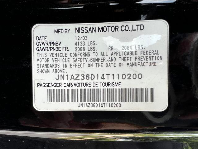 JN1AZ36D14T110200 - 2004 NISSAN 350Z ROADSTER BLACK photo 10