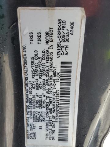 5TESN92N91Z872671 - 2001 TOYOTA TACOMA XTRACAB PRERUNNER შავი ფოტო 12