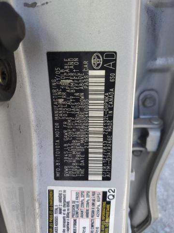 2T1KR32E65C440035 - 2005 TOYOTA COROLLA MA XR SILVER photo 12