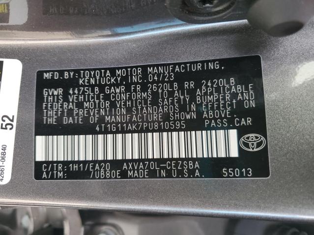 4T1G11AK7PU810595 - 2023 TOYOTA CAMRY SE NIGHT SHADE GRAY photo 12