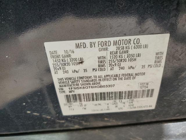 1FM5K8GT6HGB03307 - 2017 FORD EXPLORER SPORT BLACK photo 13