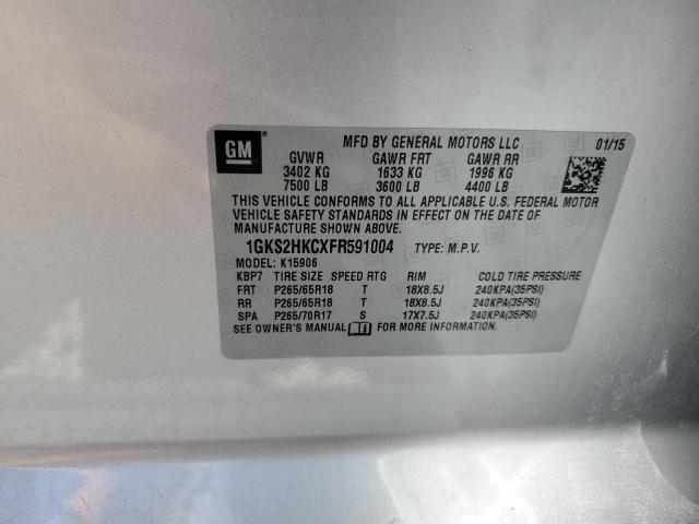 1GKS2HKCXFR591004 - 2015 GMC YUKON XL K1500 SLT SILVER photo 14