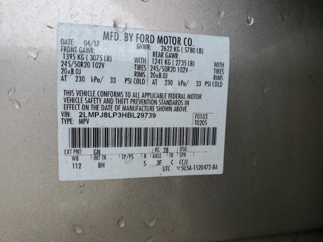 2LMPJ8LP3HBL29739 - 2017 LINCOLN MKX RESERVE 金色 照片 14