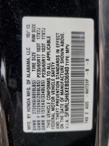 5FNRL5H6XEB036940 - 2014 HONDA ODYSSEY EXL 黑色 照片 14