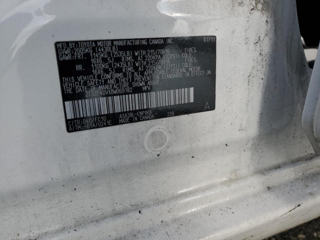 2T3ZF4DVXBW069182 - 2011 TOYOTA RAV4 WHITE photo 13