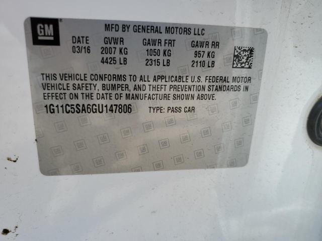 1G11C5SA6GU147806 - 2016 CHEVROLET MALIBU LIM LT 白色 照片 12