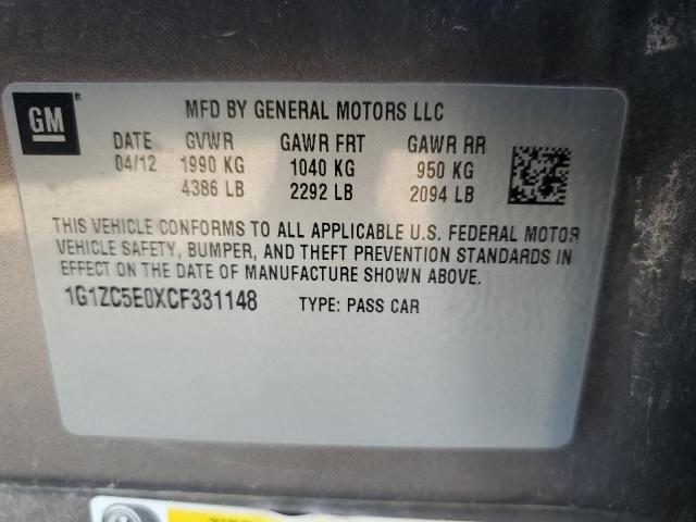 1G1ZC5E0XCF331148 - 2012 CHEVROLET MALIBU 1LT 棕色 照片 12
