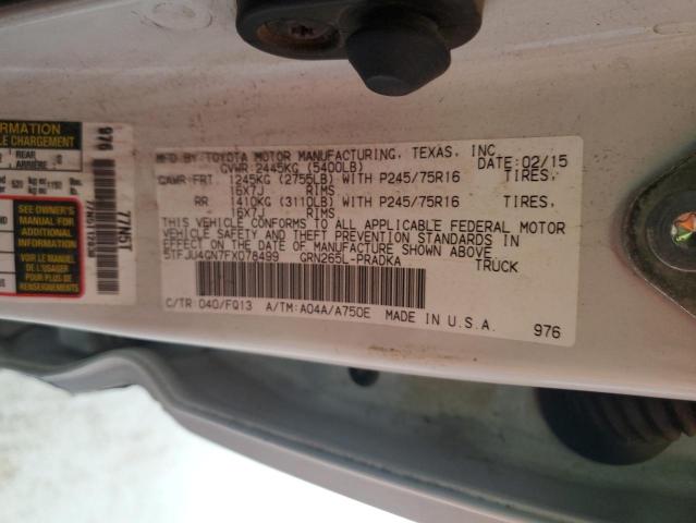 5TFJU4GN7FX078499 - 2015 TOYOTA TACOMA DOUBLE CAB PRERUNNER WHITE photo 12