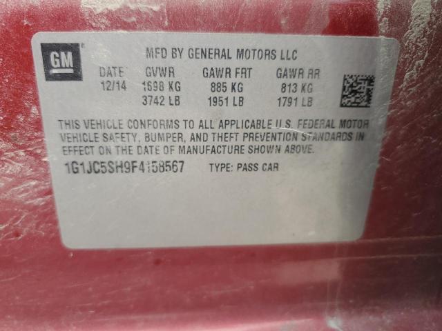 1G1JC5SH9F4158567 - 2015 CHEVROLET SONIC LT 栗色 照片 12