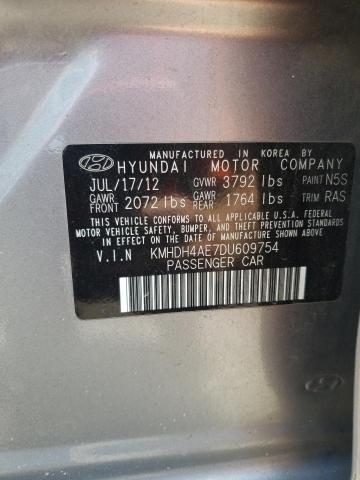 KMHDH4AE7DU609754 - 2013 HYUNDAI ELANTRA GLS SILVER photo 12