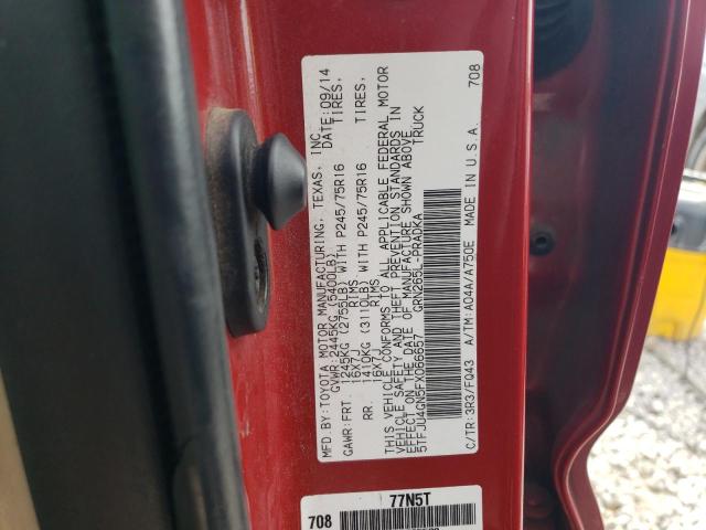 5TFJU4GN5FX066657 - 2015 TOYOTA TACOMA DOUBLE CAB PRERUNNER RED photo 12