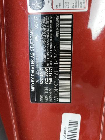 WDDPK3JA6HF143440 - 2017 MERCEDES-BENZ SLC 300 RED photo 12