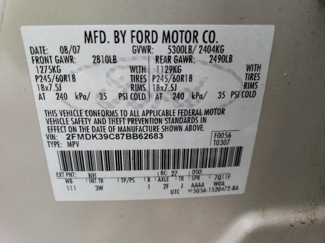 2FMDK39C87BB62683 - 2007 FORD EDGE SEL PLUS WHITE photo 13