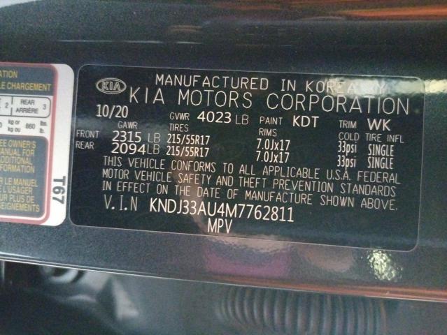 KNDJ33AU4M7762811 - 2021 KIA SOUL EX GRAY photo 12