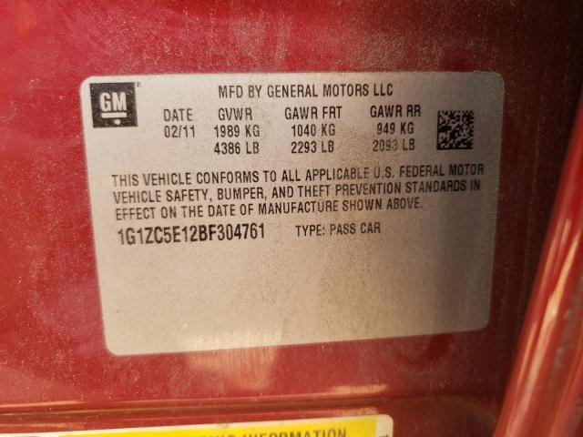 1G1ZC5E12BF304761 - 2011 CHEVROLET MALIBU 1LT BURGUNDY photo 12