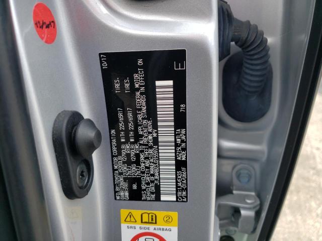 JTJBARBZ3J2155974 - 2018 LEXUS NX 300 BASE ვერცხლისფერი ფოტო 12