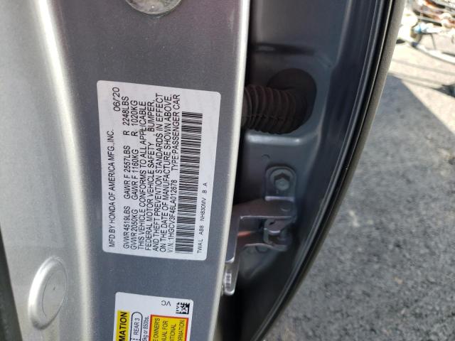 1HGCV3F46LA012678 - 2020 HONDA ACCORD HYBRID EX SILVER photo 12