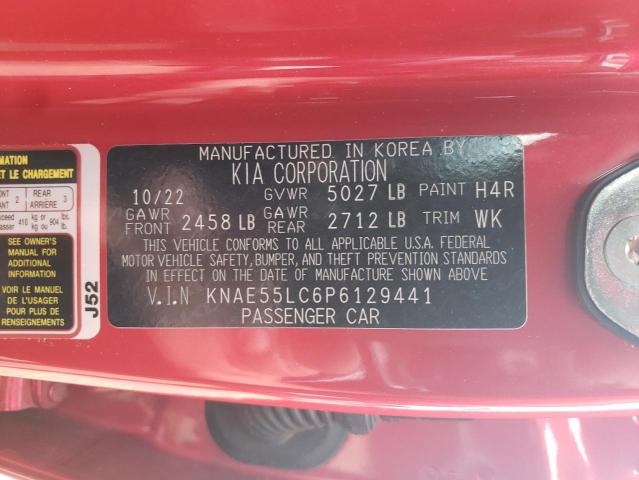 KNAE55LC6P6129441 - 2023 KIA STINGER GT2 RED photo 12